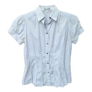 The Limited Womens Black and White Striped Essential Cap Sleeve Shirt  - Size S